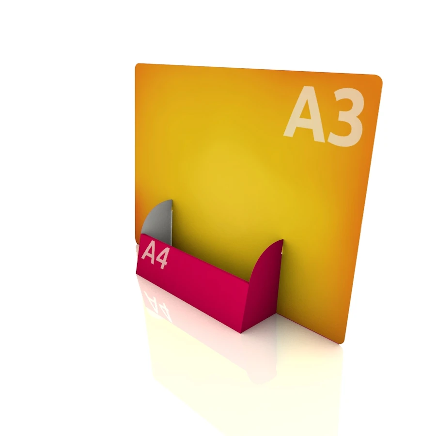 Display Aufsteller "Amsterdam" (A3 Quer Display mit DIN A4 Regalfach) 2